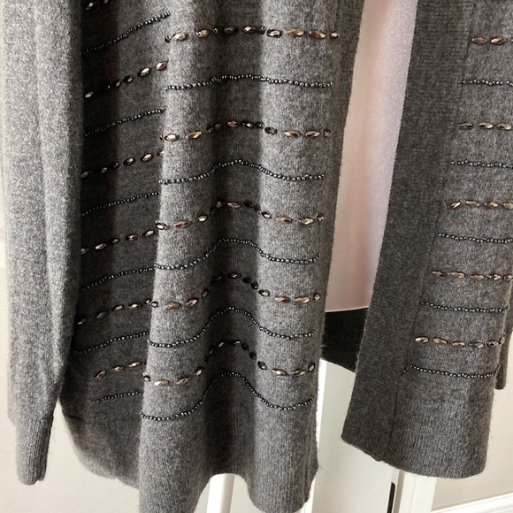 Talbots 2X petite open cardigan gray crewneck - Picture 5 of 14